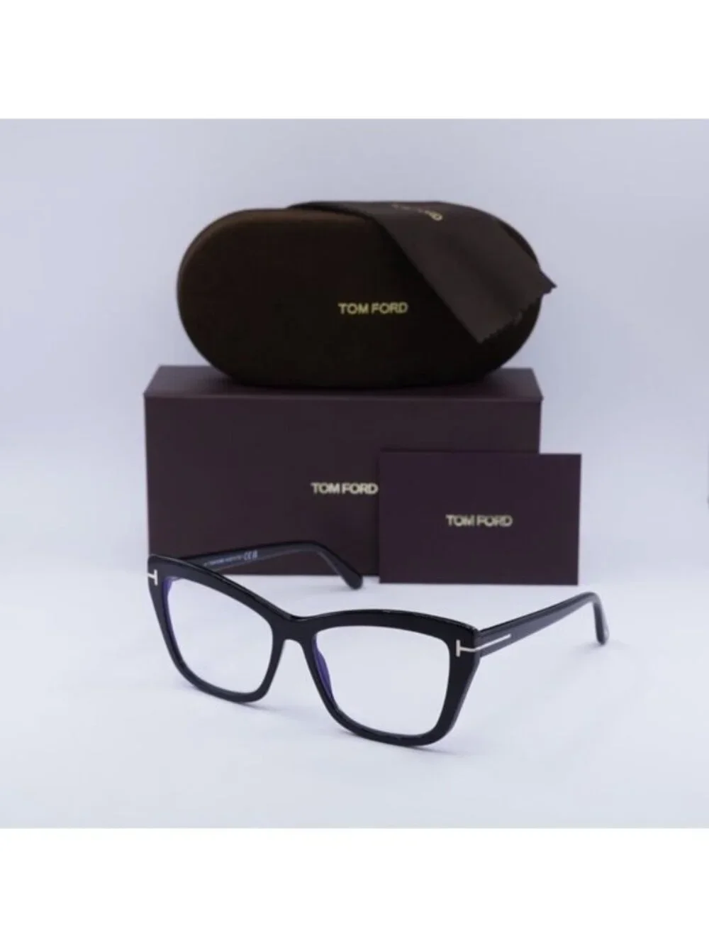 Tom Ford FT5826-B 001 Eyeglasses Black 55mm Cat Eye Frame
